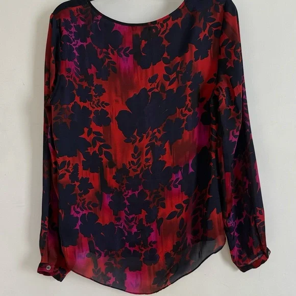 Ann Taylor Red and Purple Floral Blouse - Picture 2 of 3